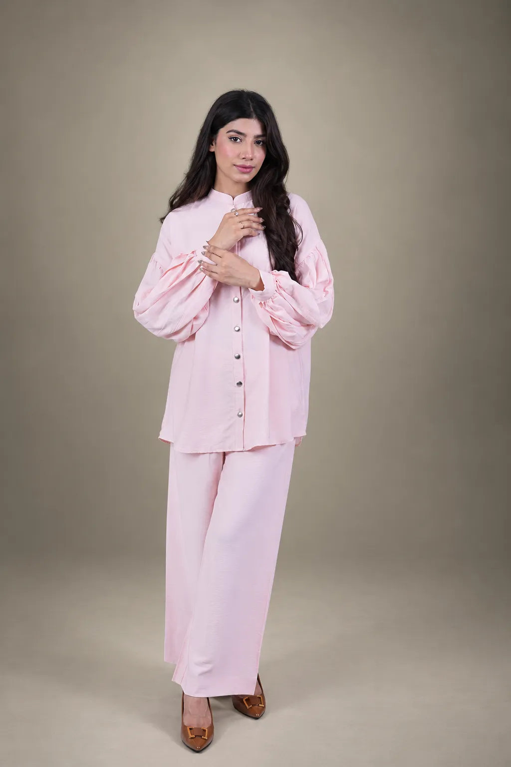 Sawann Lleana0011 pastel pink puff-sleeved co-ord original product photo 2
