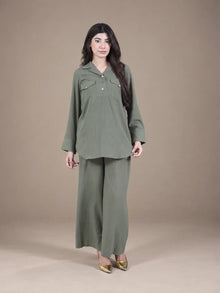 Sawann Lleana0012 olive green two-piece utility-style co-ord photo 1