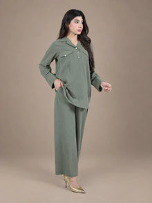 Sawann Lleana0012 olive green two-piece utility-style co-ord photo 2