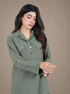 Sawann Lleana0012 olive green two-piece utility-style co-ord photo 3