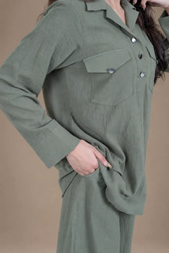 Sawann Lleana0012 olive green two-piece utility-style co-ord photo 4