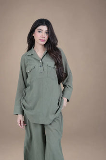 Sawann Lleana0012 olive green two-piece utility-style co-ord photo 5