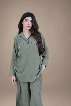 Sawann Lleana0012 olive green two-piece utility-style co-ord photo 5