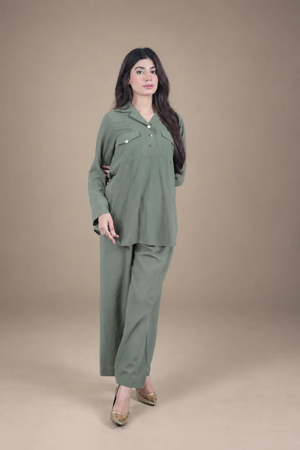 Sawann Lleana0012 olive green two-piece utility-style co-ord photo 7
