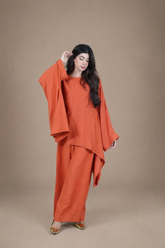 Sawann Lleana0013 rust orange two-piece wide flared sleeve co-ord photo 2