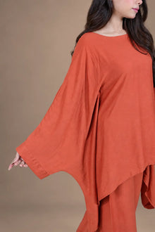 Sawann Lleana0013 rust orange two-piece wide flared sleeve co-ord photo 3