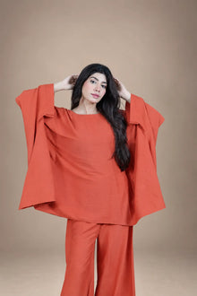 Sawann Lleana0013 rust orange two-piece wide flared sleeve co-ord photo 4