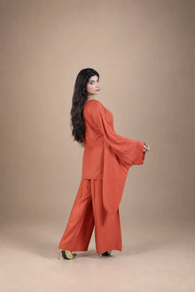 Sawann Lleana0013 rust orange two-piece wide flared sleeve co-ord photo 5