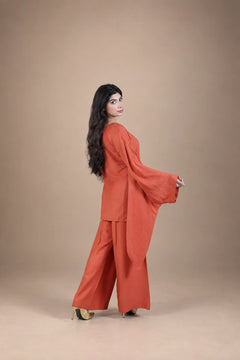 Sawann Lleana0013 rust orange two-piece wide flared sleeve co-ord photo 5
