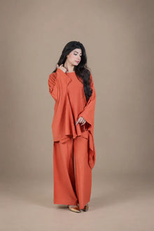 Sawann Lleana0013 rust orange two-piece wide flared sleeve co-ord photo 7