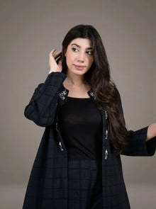 Sawann Lleana0014 jet-black jacket three-piece outfit photo 6