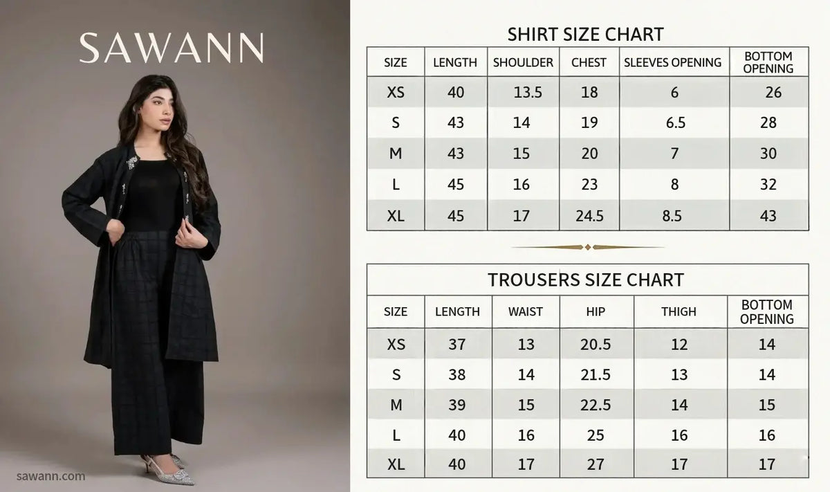 Sawann Lleana0014 official shirt and trouser measurement size chart