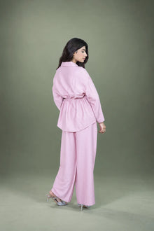 Sawann Lleana 0015 blush pink belted shirt and wide-leg trousers photo 5
