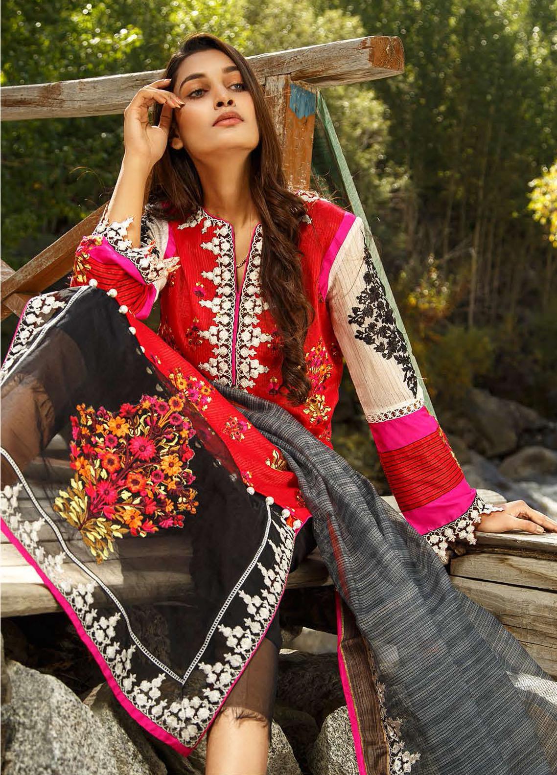 ZUNUJ Embroidered Missouri Suits Unstitched 3 Piece ZJ21SF D-02 VERBENA - Festive Collection photo 3