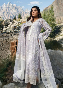 ZUNUJ Embroidered Cotton Suits Unstitched 3 Piece ZJ21SF D-04 LILAC - Festive Collection photo 1
