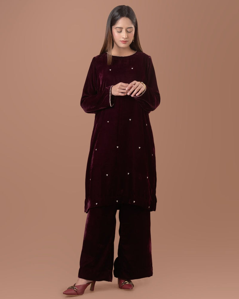 UHK – HEER Velvet WT101 Burgundy Stitched 2-Piece