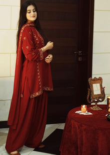UHK – Embroidered Karandi Unstitched 3-Piece Suit original matching gallery view 3
