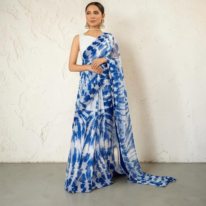 IASC 08 Digital Printed Chiffon Saree Set