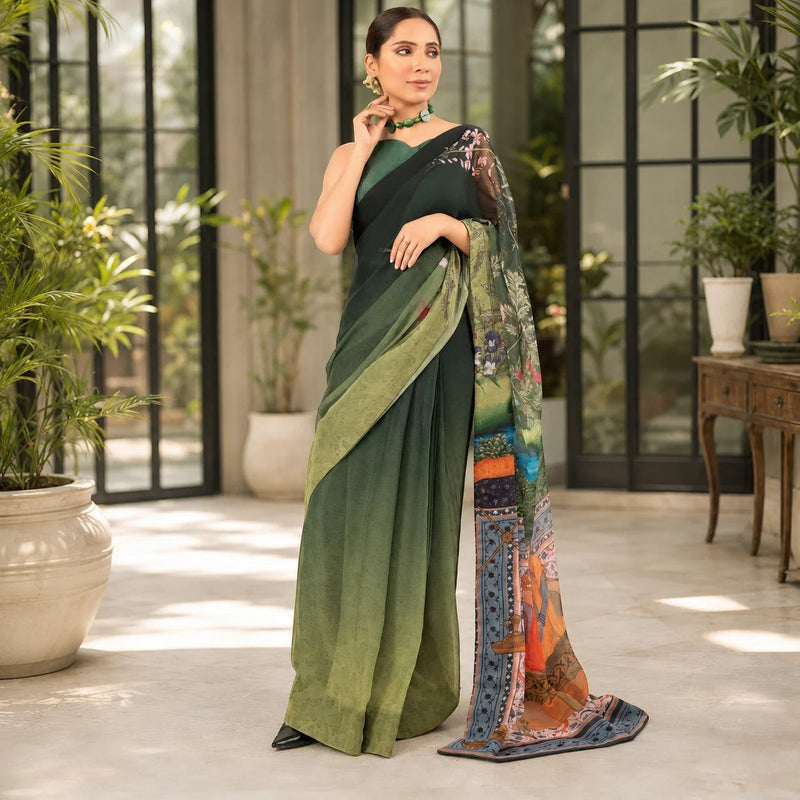IASC 06 Digital Printed Chiffon Saree Set