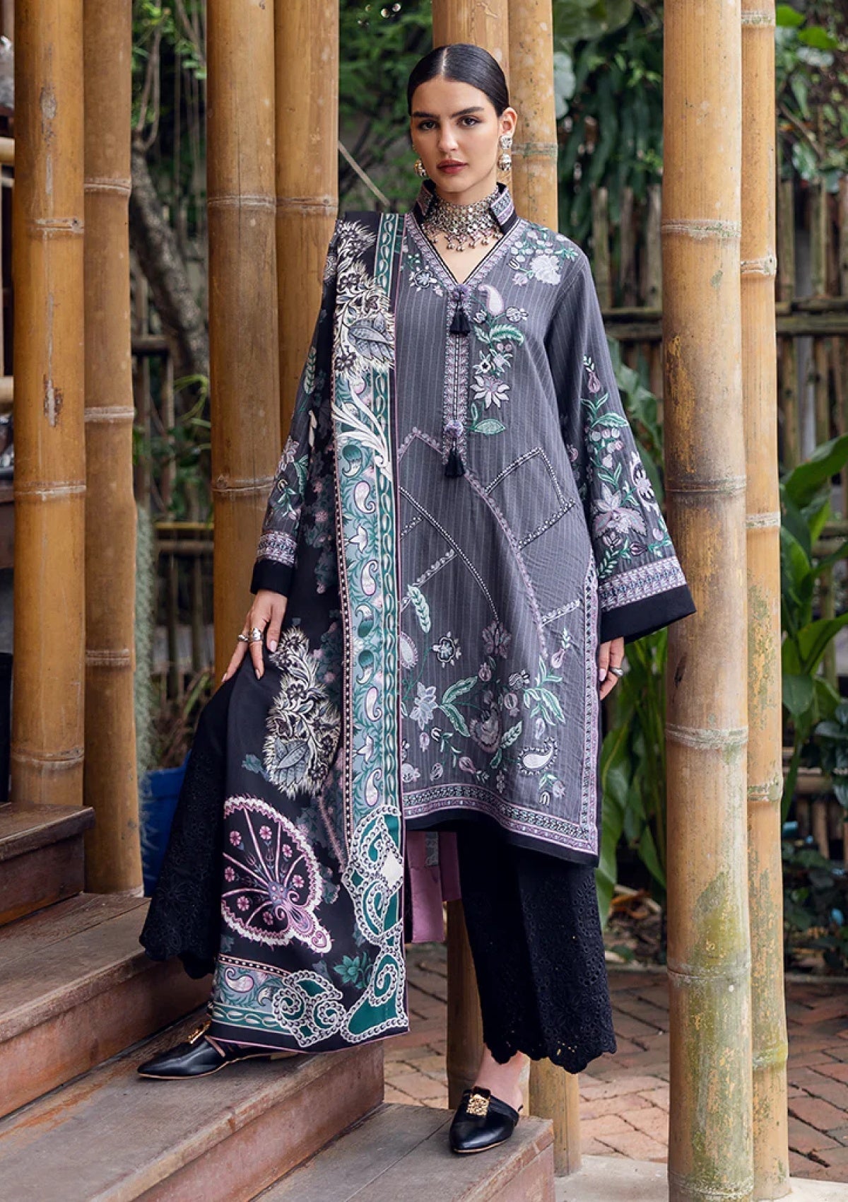 Winter - Mushq - Hemline - Symphony - Karandi Edit 25 - HUN#205 - Silver Mist image 1