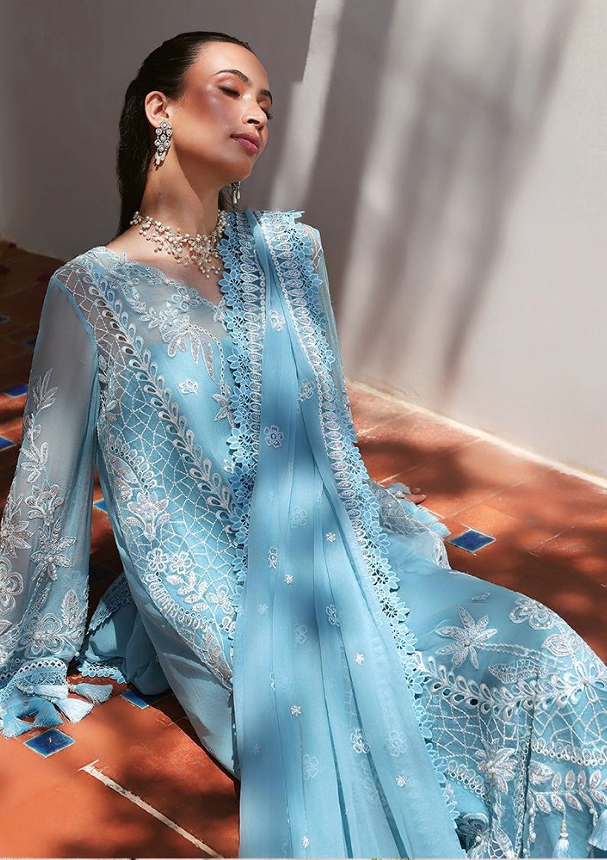 Formals - Saira Rizwan - Lumiere Chiffon Unstitched - SRL26#08 - Iris image 3