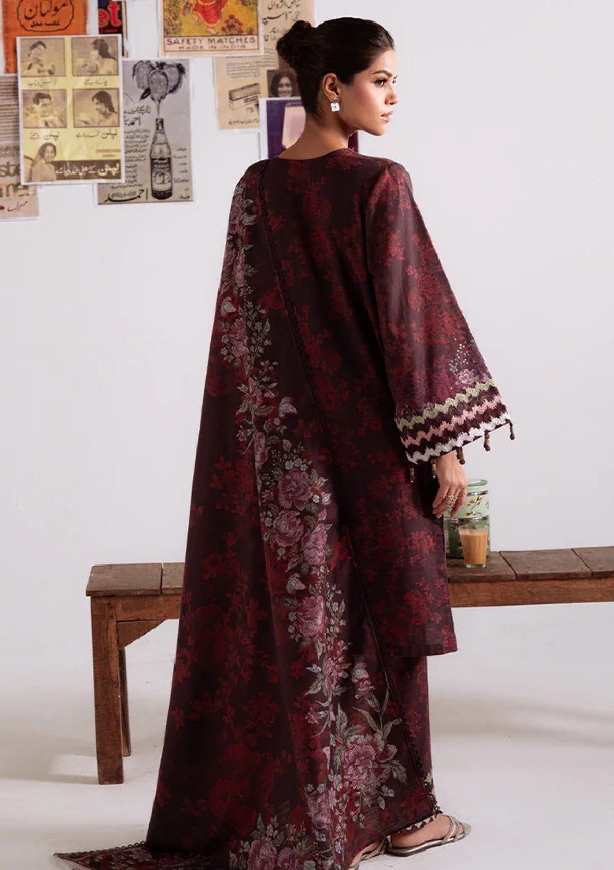 Winter - Cross Stitch - Khaddar Unstitched 25 - KAR#105 - FLORAL MELODY high-resolution photo