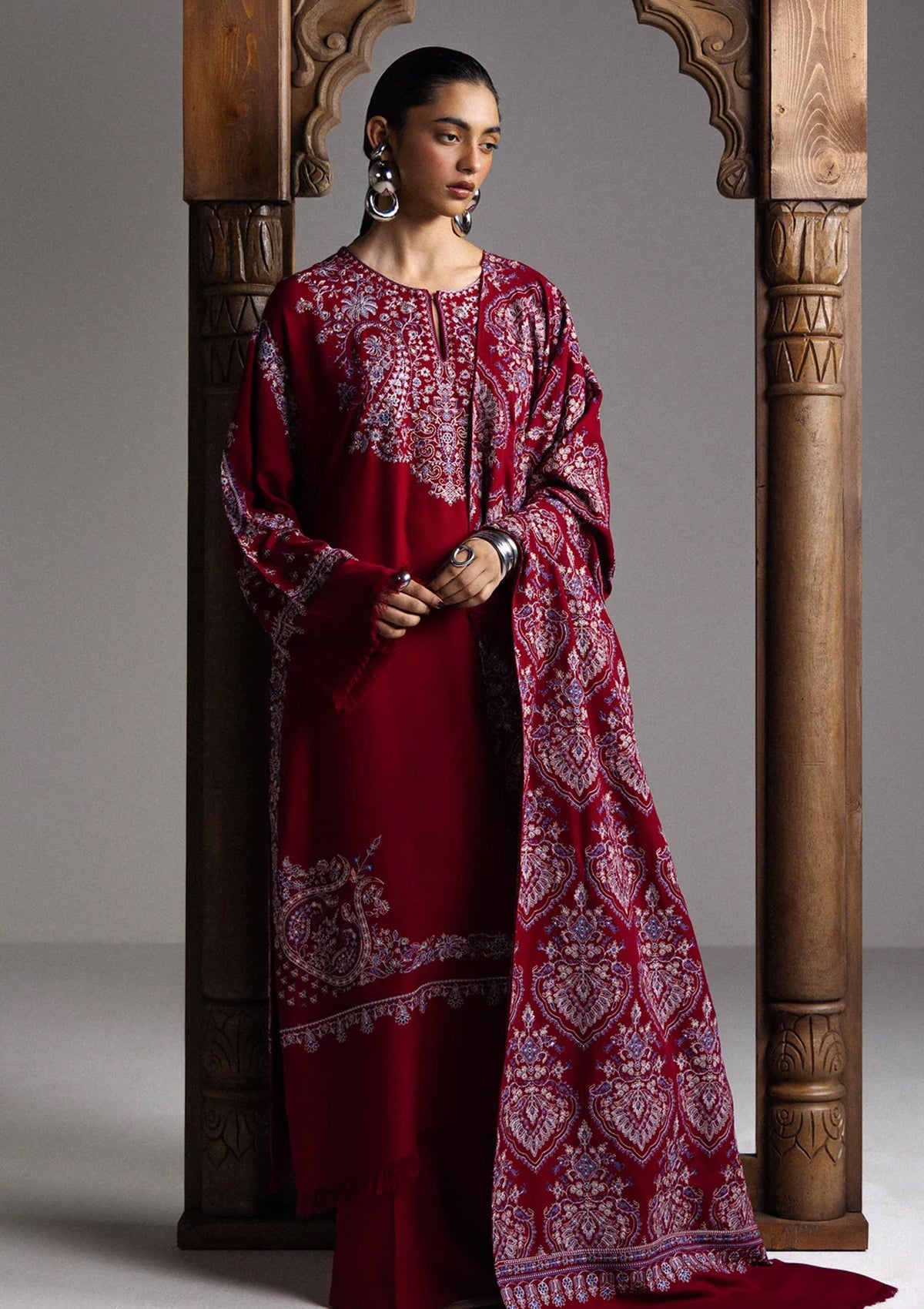 Winter - Zara Shahjahan - Saraab Unstitched 26 D#07 - QIRMIZ photo 1