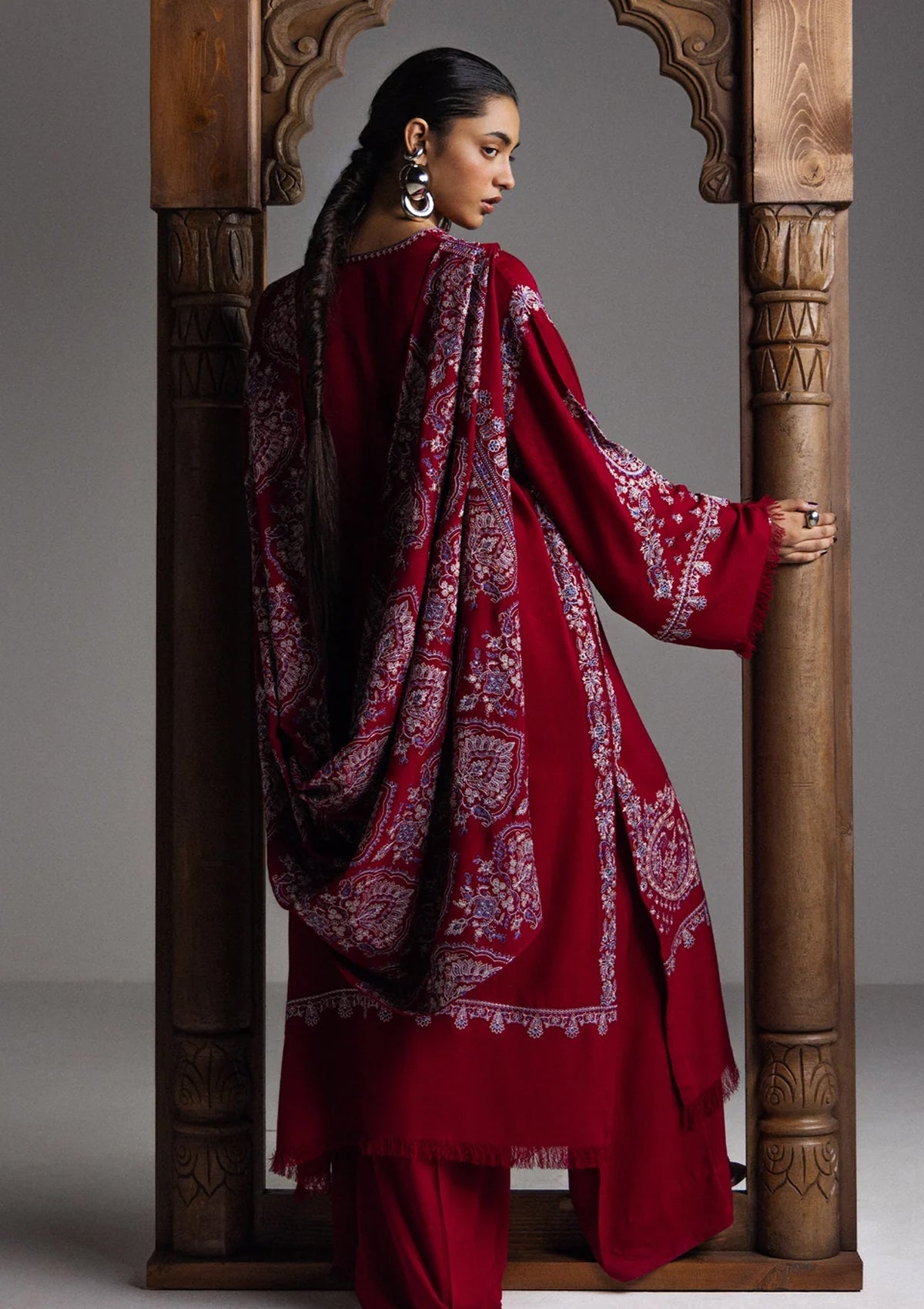 Winter - Zara Shahjahan - Saraab Unstitched 26 D#07 - QIRMIZ photo 2