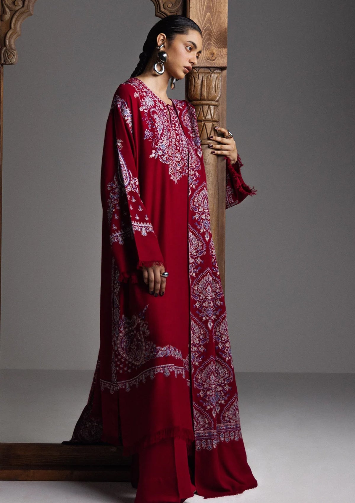 Winter - Zara Shahjahan - Saraab Unstitched 26 D#07 - QIRMIZ photo 3