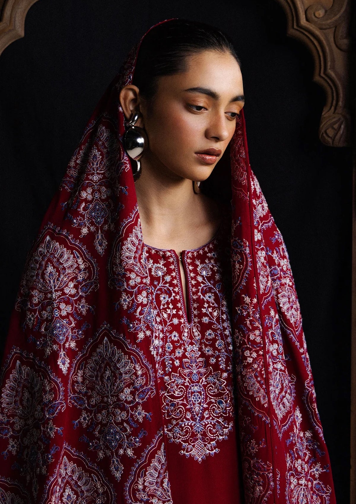 Winter - Zara Shahjahan - Saraab Unstitched 26 D#07 - QIRMIZ photo 4